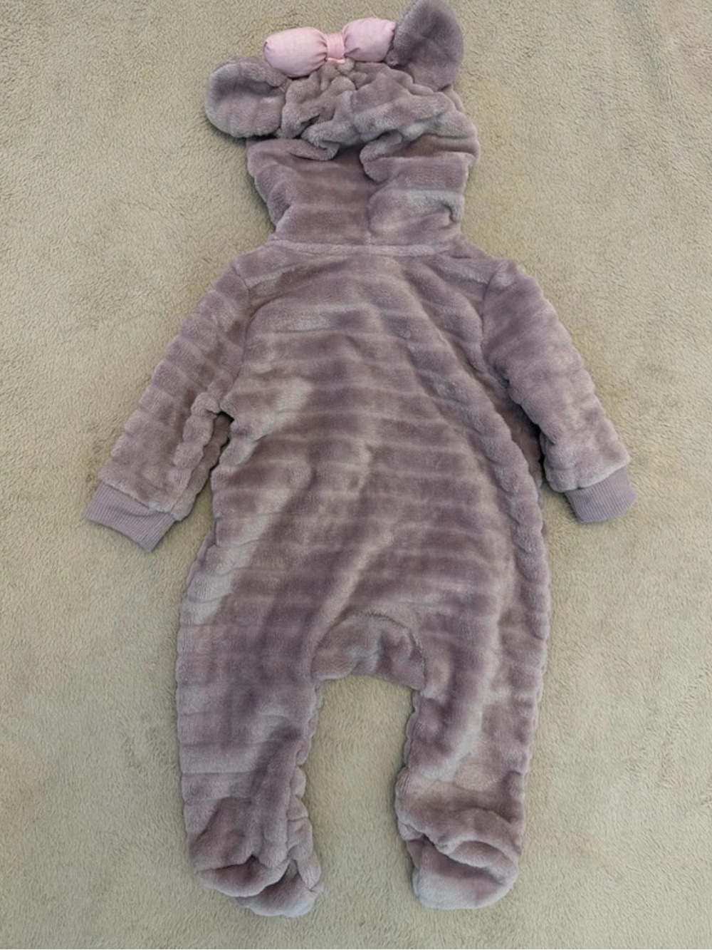 Disney Minnie Mouse Plush Hooded Footie - Mauve - Picture 2 of 5